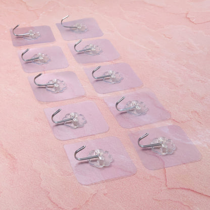 Heavy Duty Flower Adhesive Wall Hooks - (10 Pc  Set)