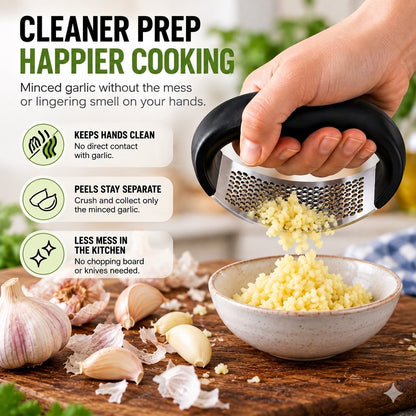 Stainless Steel Garlic Crusher & Press