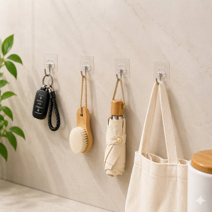 No-Drill Adhesive Wall Hooks (Set of 10) — Waterproof & Reusable