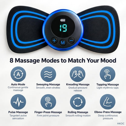 USB Rechargeable EMS Neck Massager — 8 Modes, 19 Intensity Levels