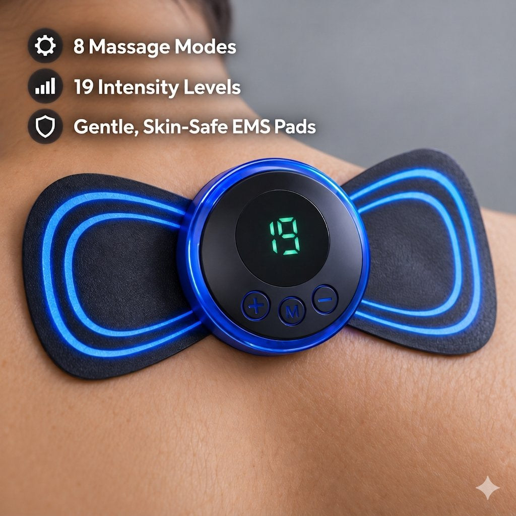 USB Rechargeable EMS Neck Massager — 8 Modes, 19 Intensity Levels