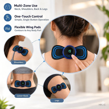 USB Rechargeable EMS Neck Massager — 8 Modes, 19 Intensity Levels