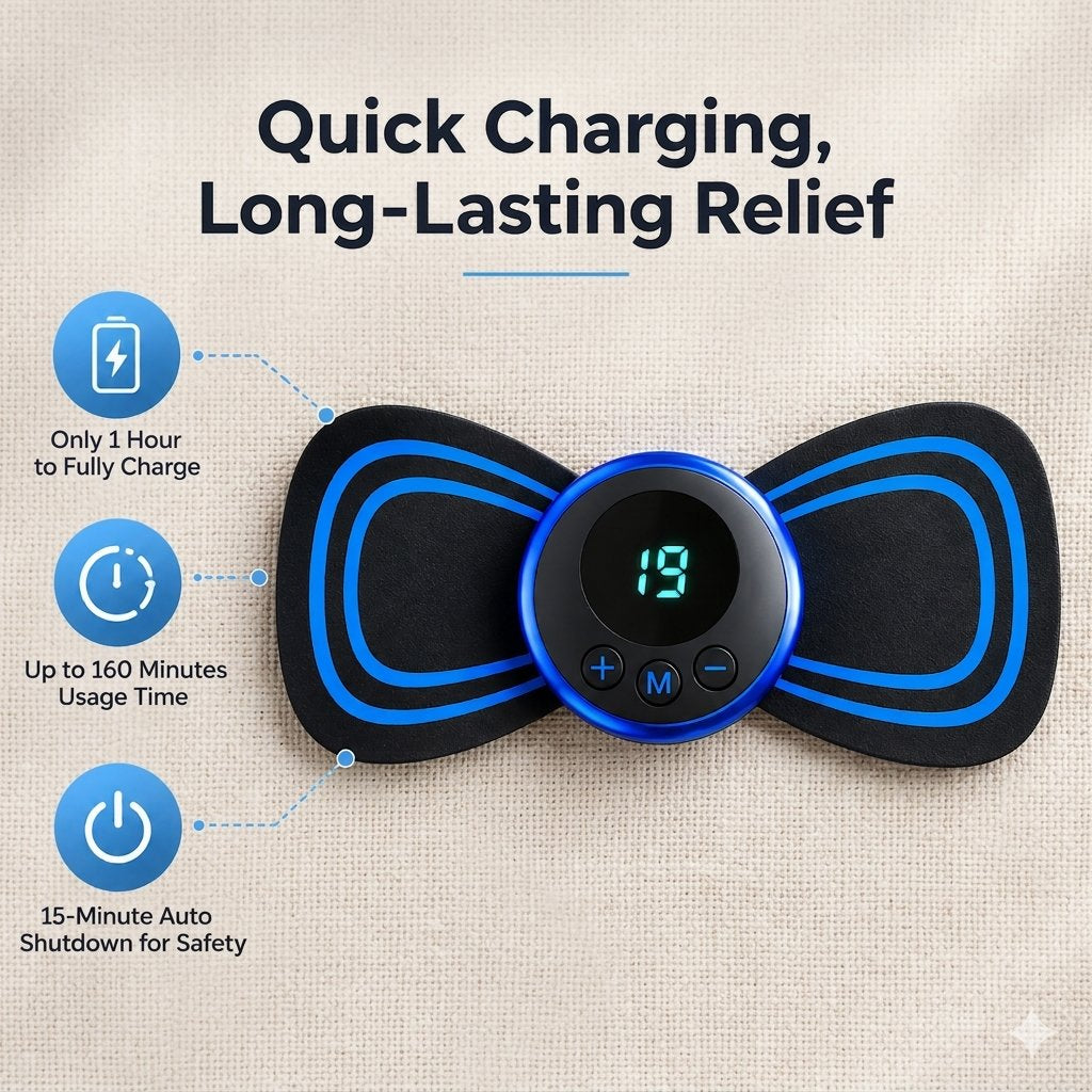 USB Rechargeable EMS Neck Massager — 8 Modes, 19 Intensity Levels